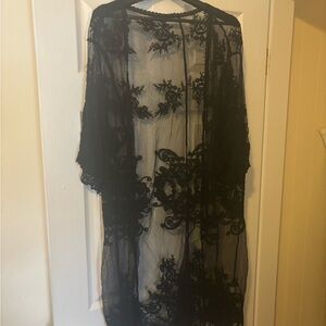 Black Sheer Lace Kimono